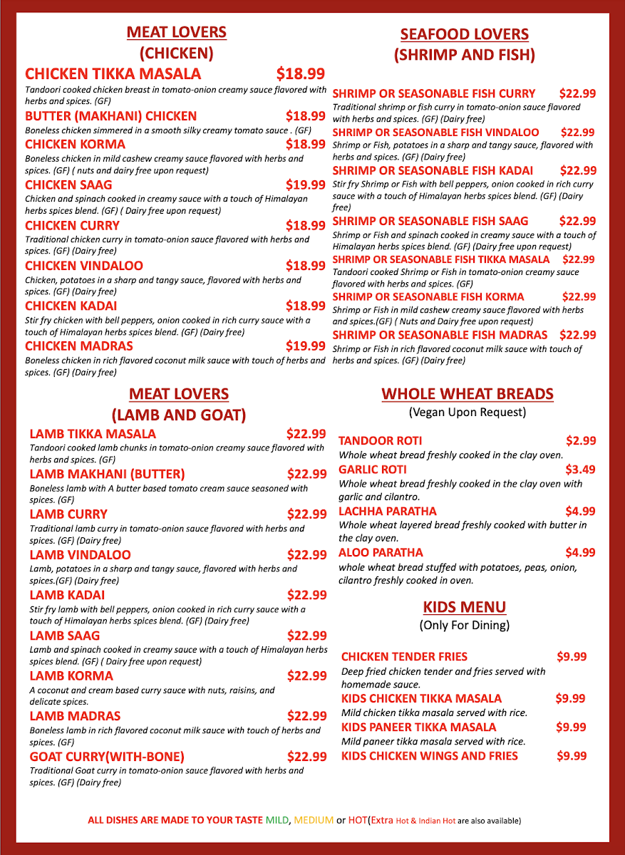 Menu Fishtail Cuisine Of India And Nepal-1