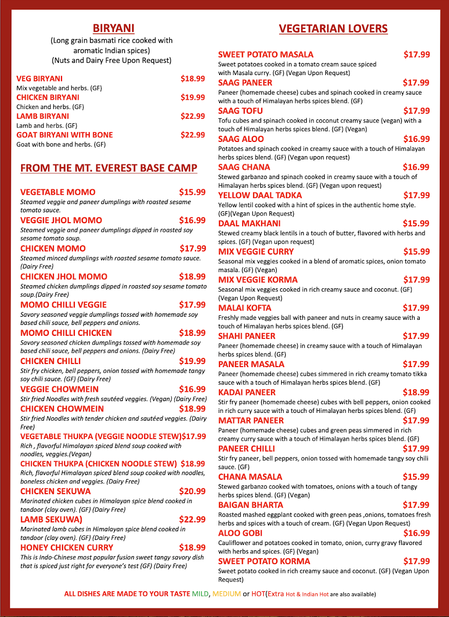 Menu Fishtail Cuisine Of India And Nepal-3