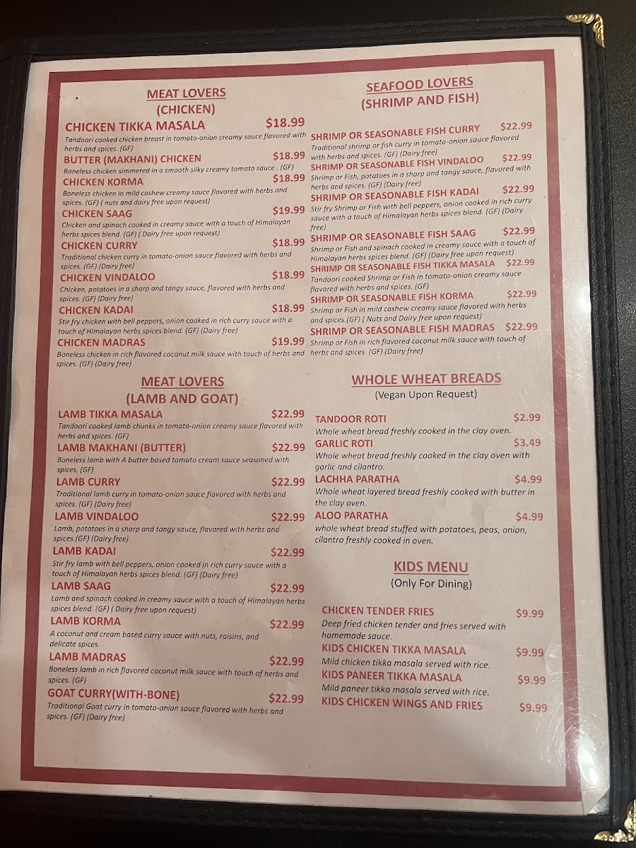 Menu Fishtail Cuisine Of India And Nepal-7